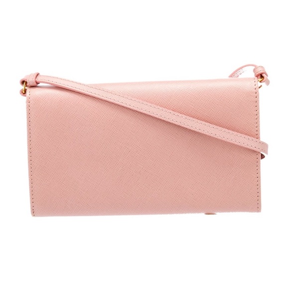 NWT! Prada Pink Saffiano Bow Wallet Handbag with Strap - Picture 5 of 6